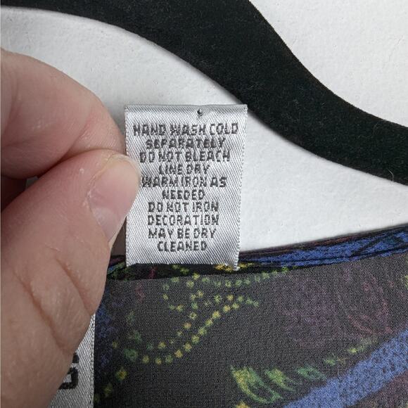 Chico's Paisley Sheer Silk Beaded Poncho Blouse‎ Fairy Grunge Boho Whimsical M/L - Picture 8 of 8